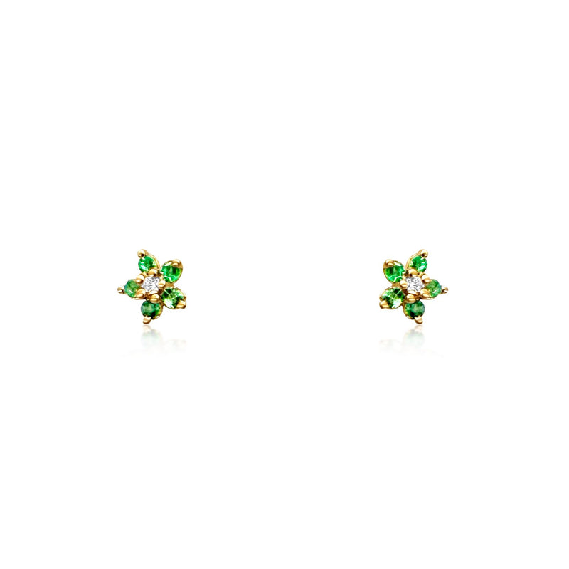 petite emerald flower earrings - Brilat