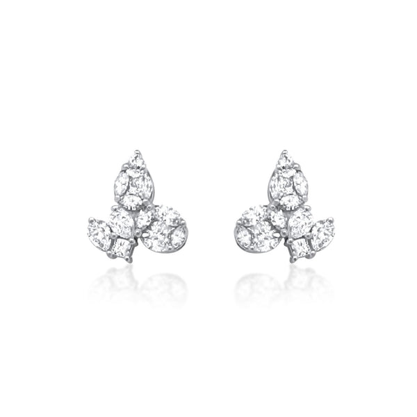 Three-stone composition stud earring - Brilat