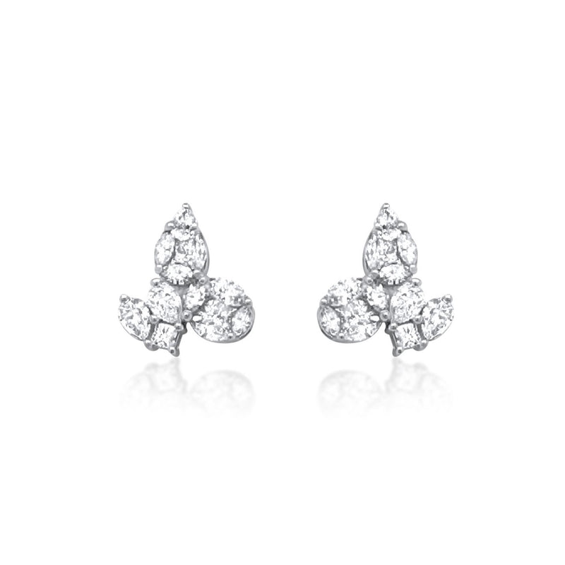 Three-stone composition stud earring - Brilat