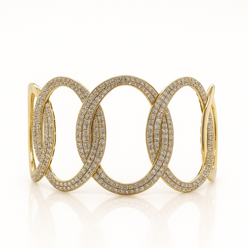 Intertwined Diamond Yellow Gold Bangle - Brilat