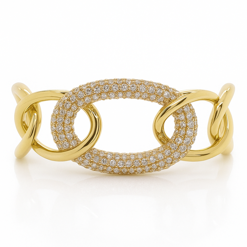 Linked Elegance Diamond Yellow Gold Bangle - Brilat