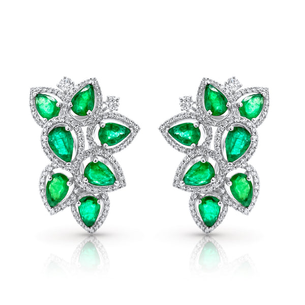 Emerald cluster earrings