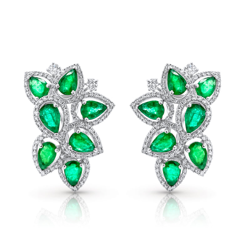 Emerald cluster earrings