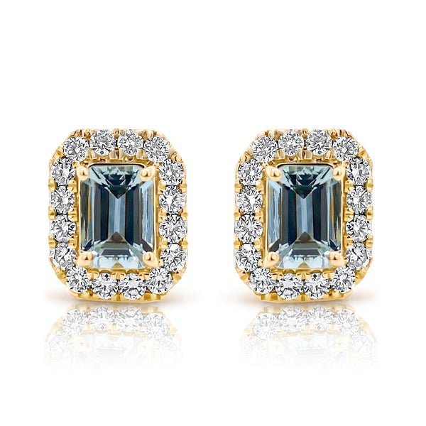Aquamarine & Diamond Halo Earrings