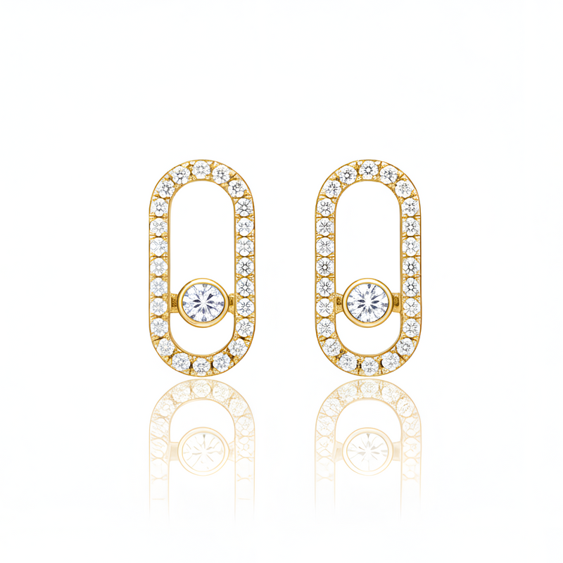 Yellow Gold Orbit Diamond Earrings
