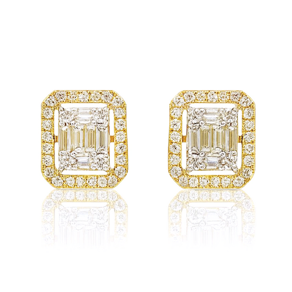 Diamond Baguette Earrings in Yellow Gold