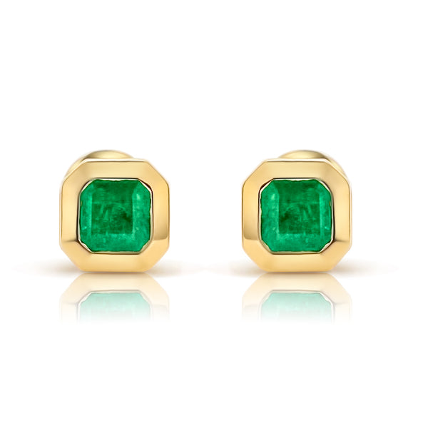 Bezel Set Emerald Studs