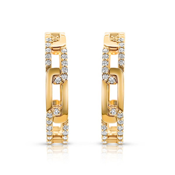 Diamond & Gold Link Hoops - Brilat