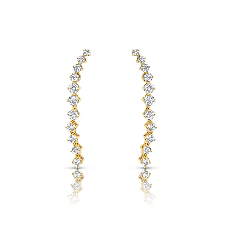 Diamond Linear Earrings in Yellow Gold