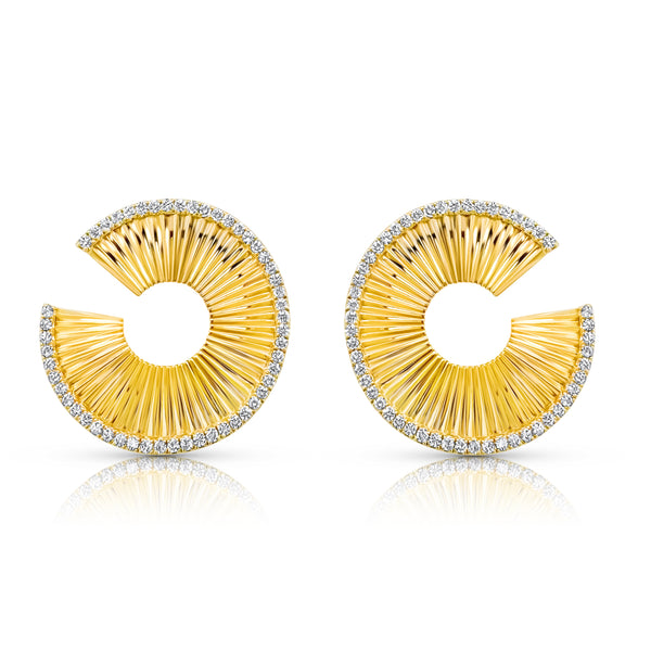 Gold Fluted Inside Out Earrings