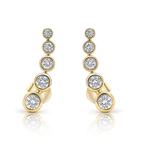 Bezel set Diamond Climber Earrings