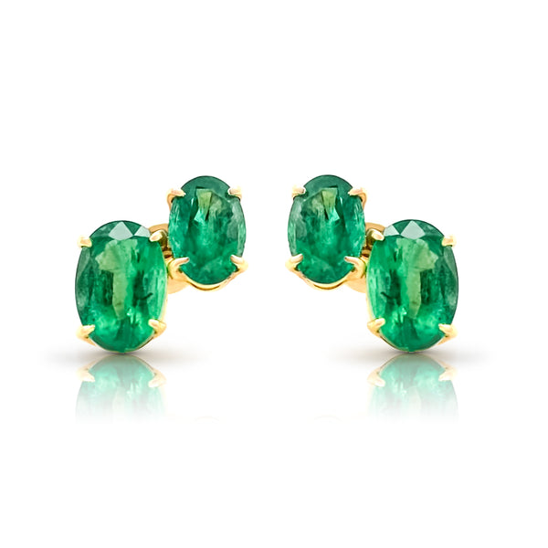 two stone oval emerald studs