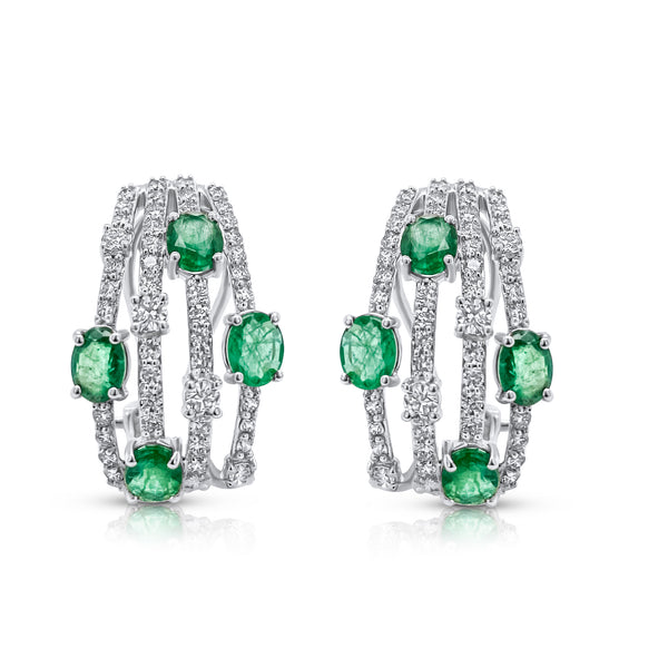 emerald multiline earrings
