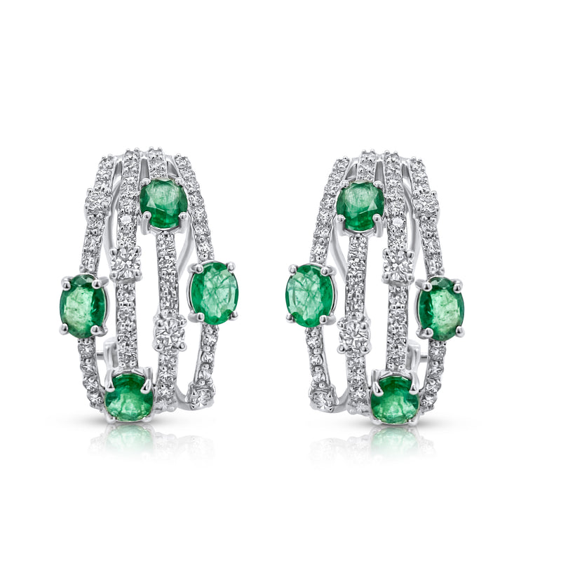 emerald multiline earrings