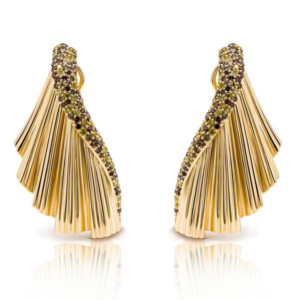 Yellow Gold fan earrings