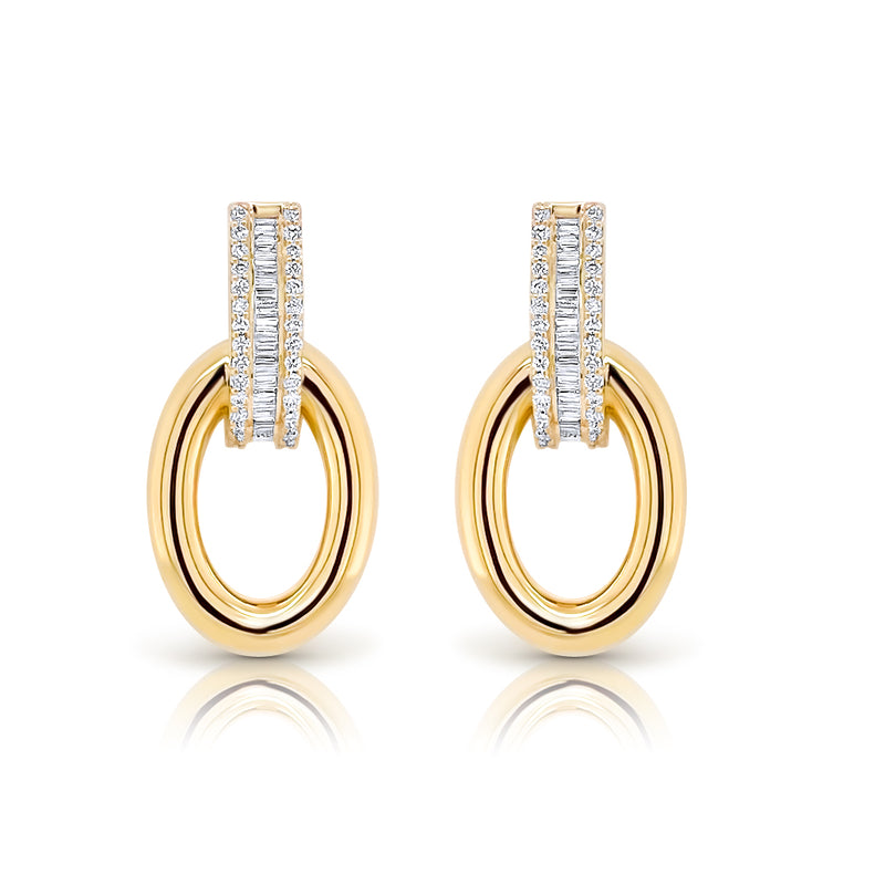 Diamond Hoop Gold Earrings