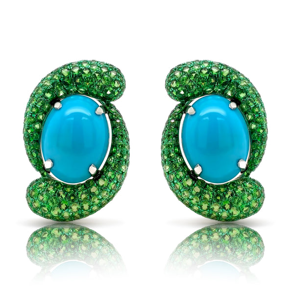 Tsavorite & Turquoise Earrings - Brilat