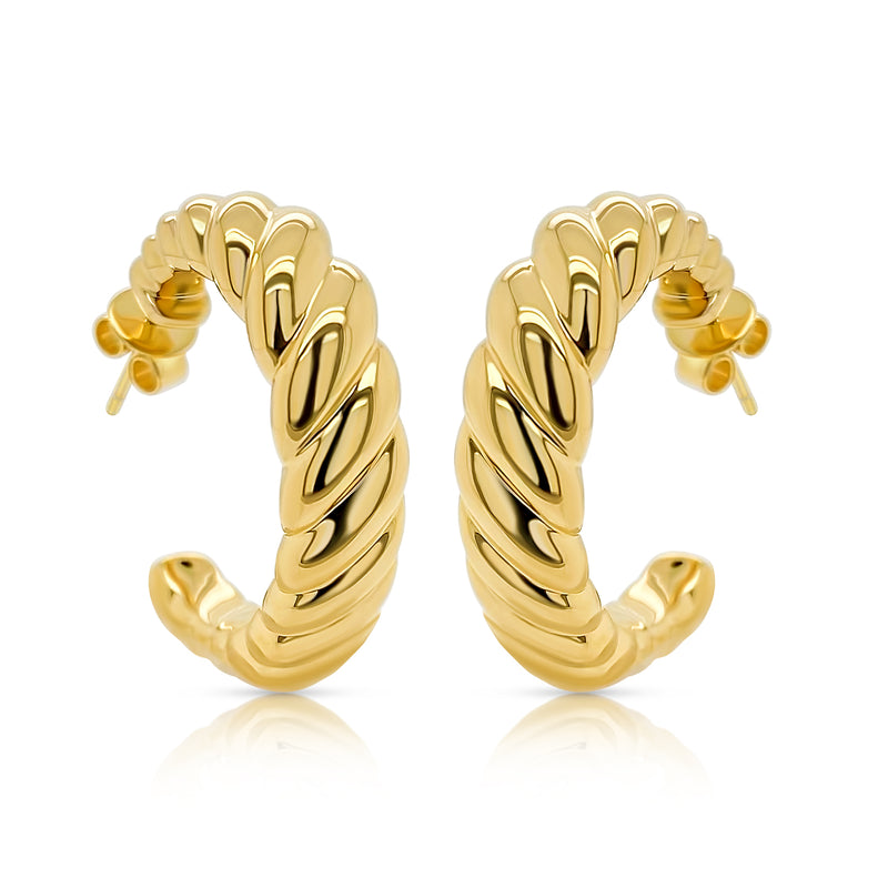 Yellow Gold Braided hoops - Brilat