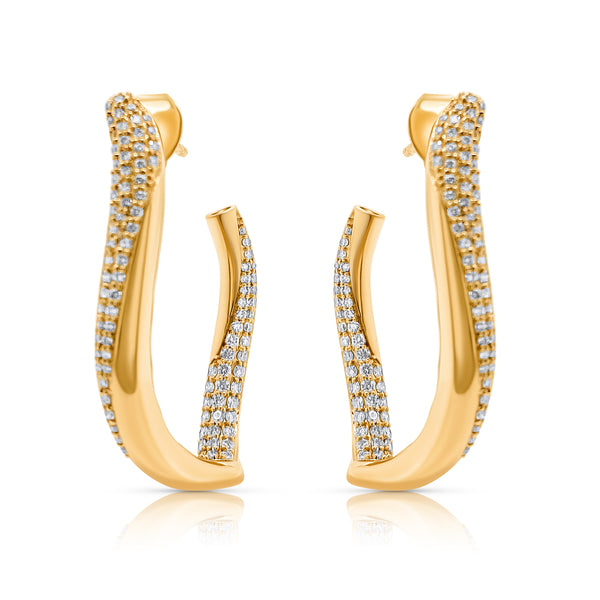 Gold & Diamond Flame Earrings