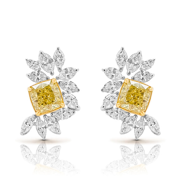 Yellow Diamond petite cluster earrings