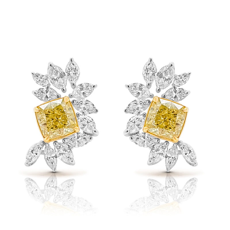 Yellow Diamond petite cluster earrings