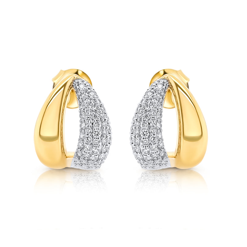 Diamond Leaf Gold Earrings
