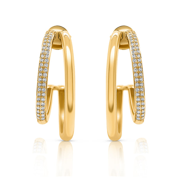 Gold & Diamond Double Hoop earrings