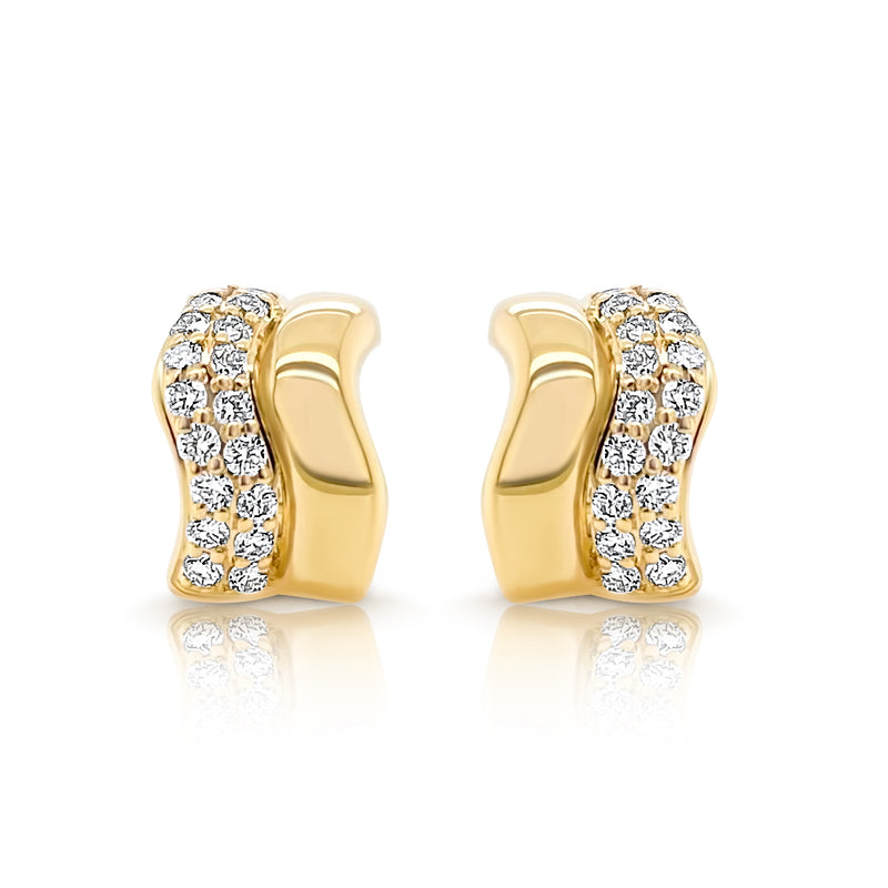 Curved Diamond Gold Earrings