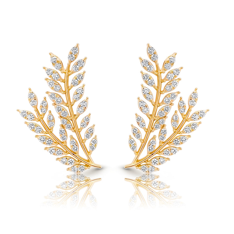 Regal Laurel Gold Diamond Earrings
