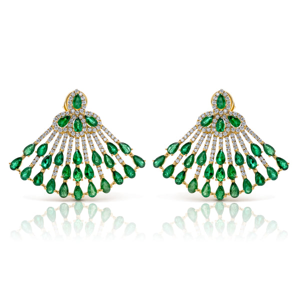 Emerald & Diamond fan earrings