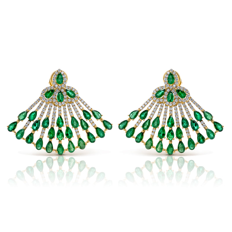 Emerald & Diamond fan earrings