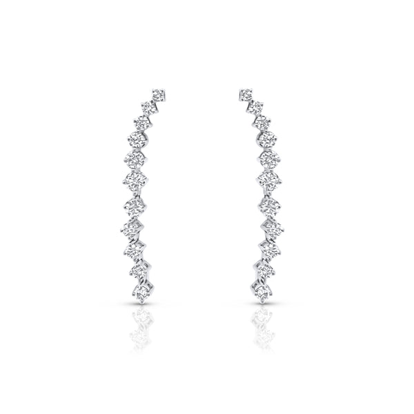 Diamond Linear Earrings in White Gold