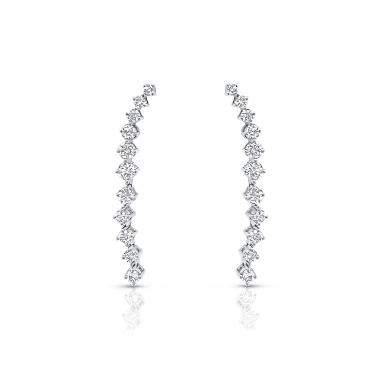 Diamond Linear Earrings in White Gold