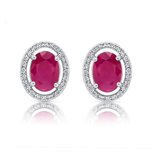 Classic Ruby Halo Earrings - Brilat