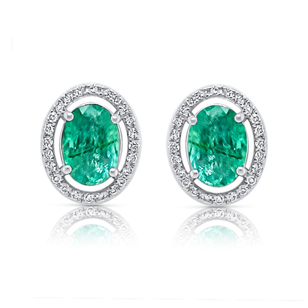 Classic Emerald Halo Earrings - Brilat