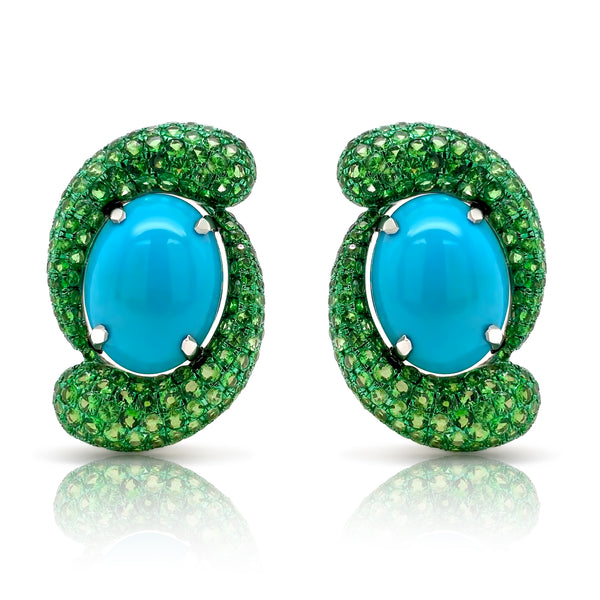 Turquoise & Tsavorite Earrings