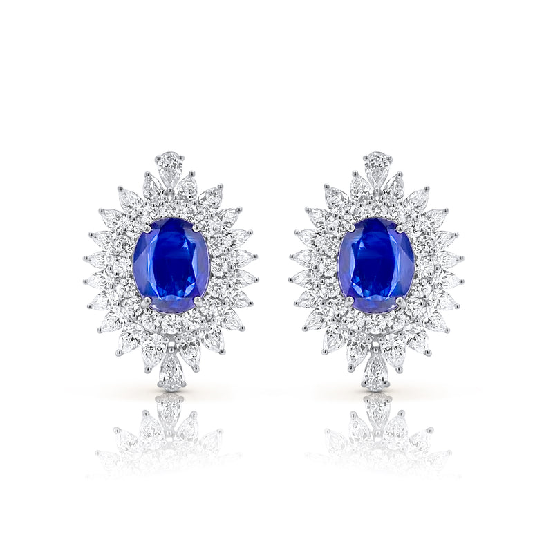Sunflower Sapphire & Diamond Earrings