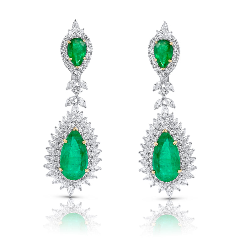 Emerald & Diamond Drop Earrings