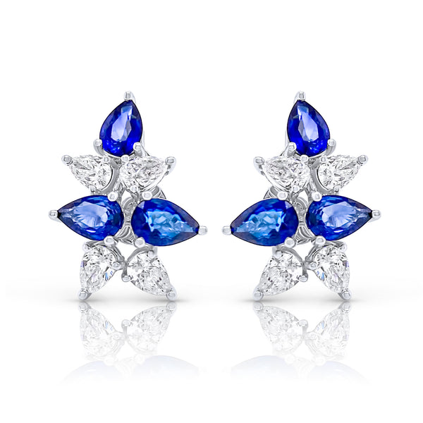 Fine Sapphire Cluster Earrings - Brilat
