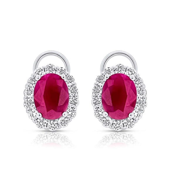 Classic Ruby Halo Earrings - Brilat