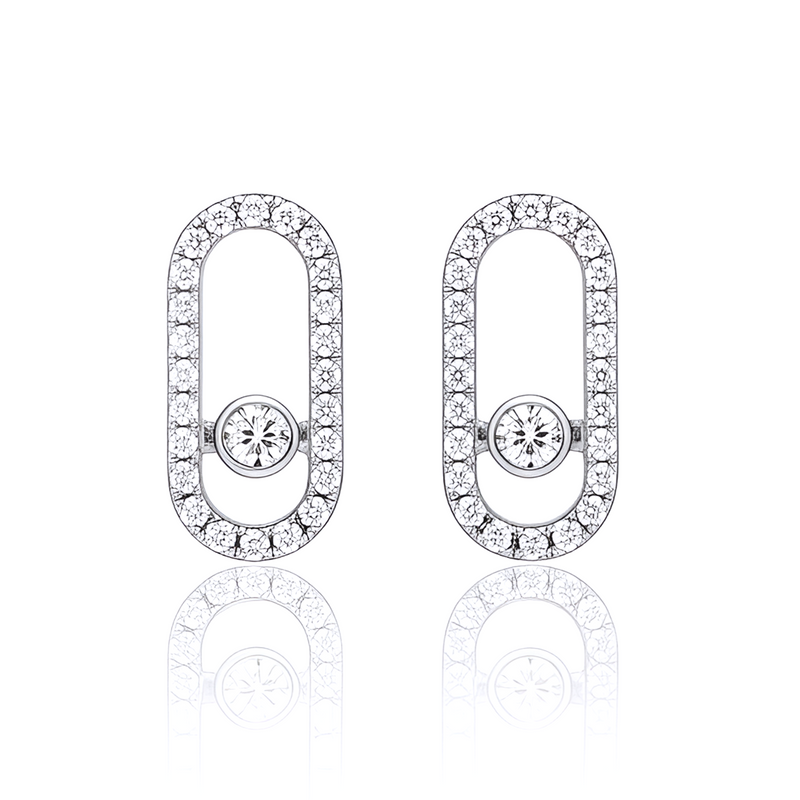 White Gold Orbit Diamond Earrings