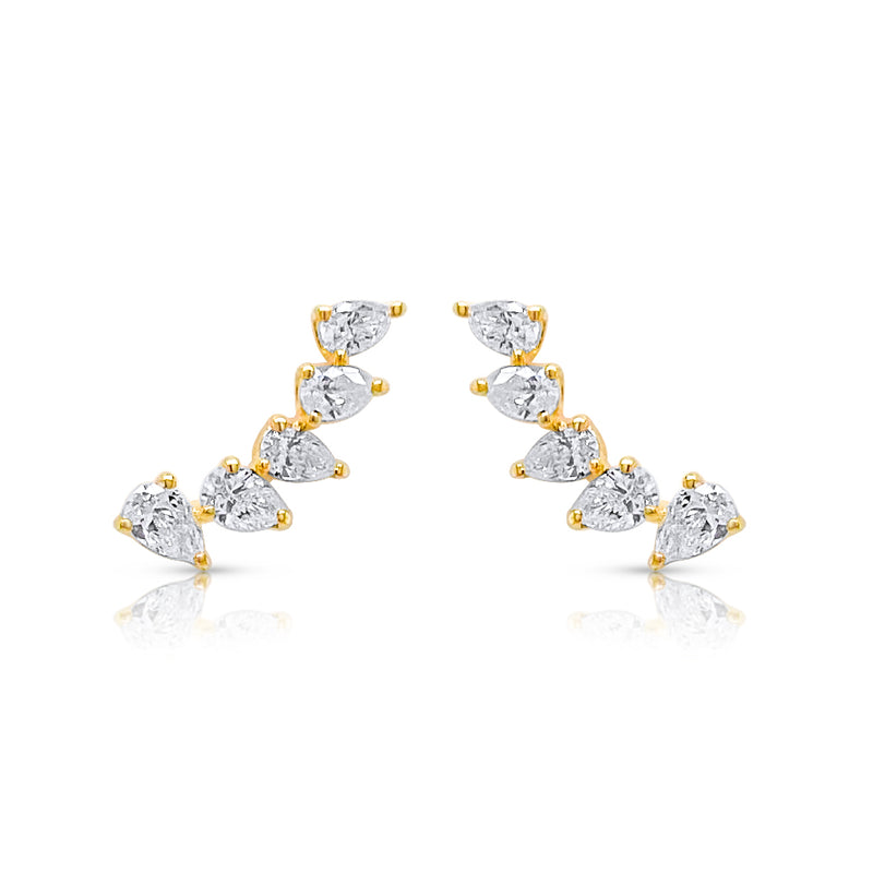 Pear shape diamond climber earrings - Brilat