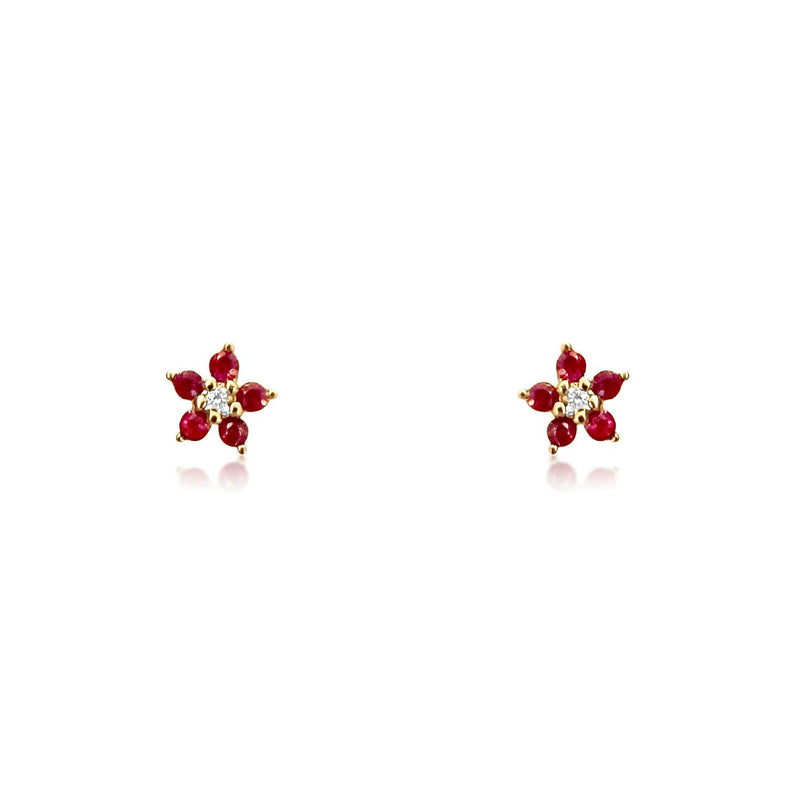 petite ruby flower earrings - Brilat