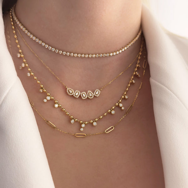 Beaded Fringe Diamond Necklace - Brilat