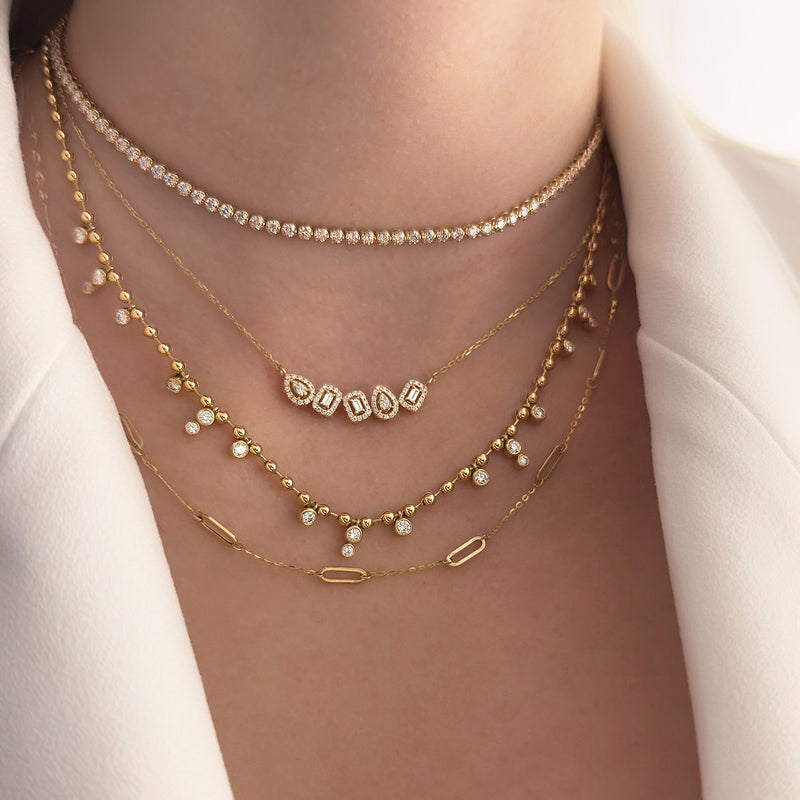 Beaded Fringe Diamond Necklace - Brilat