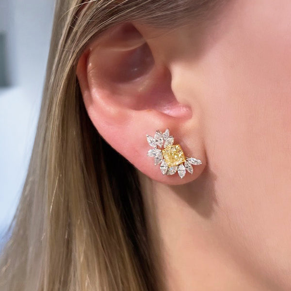 Yellow Diamond petite cluster earrings