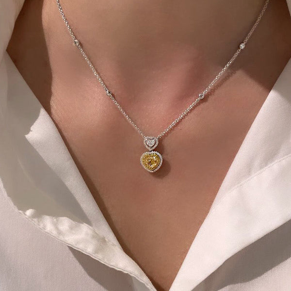 Certified Yellow Diamond Heart Necklace