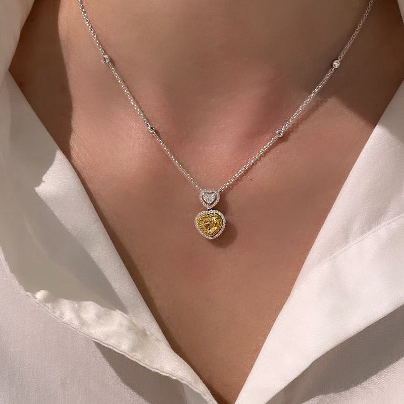 Certified Yellow Diamond Heart Necklace