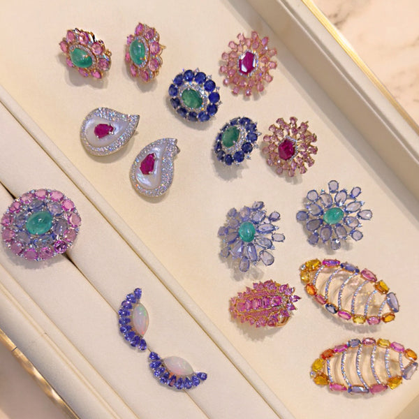 Kaynite & Emerald Cocktail Earrings