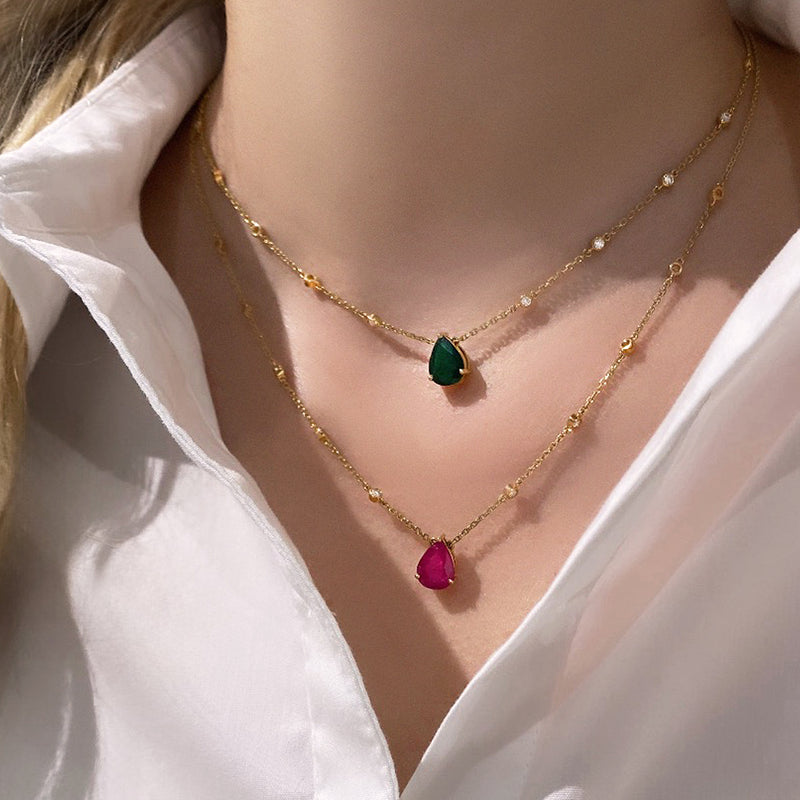 Ruby & Diamond drop necklace